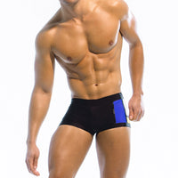 Men’s multi-color mosaic print boxer swim trunks – stylish and quick-dry beachwear

