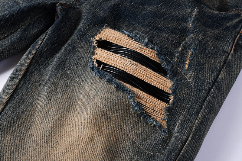 Distressed Dark-Wash Jeans Hot Deal Warehouse