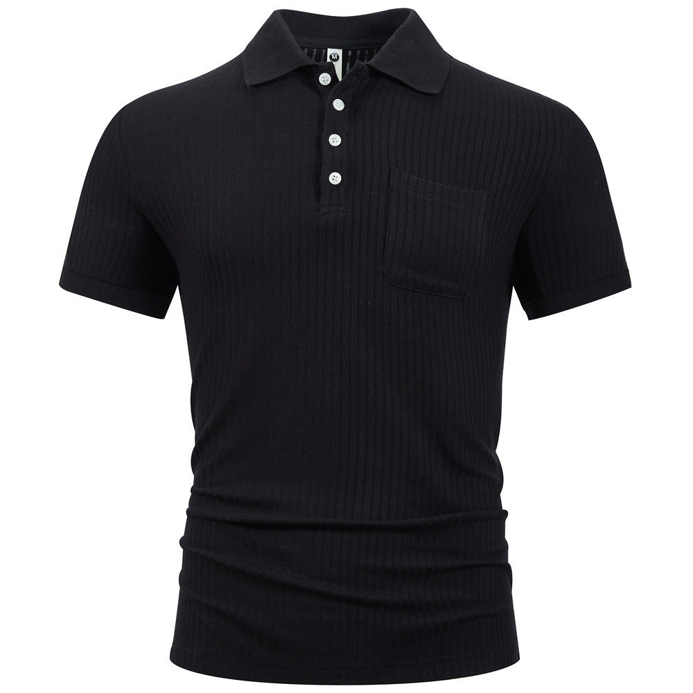 Men’s striped cotton short sleeve shirt, breathable summer fashion, classic trendy design, casual men’s wear.