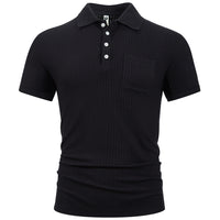 Men’s striped cotton short sleeve shirt, breathable summer fashion, classic trendy design, casual men’s wear.