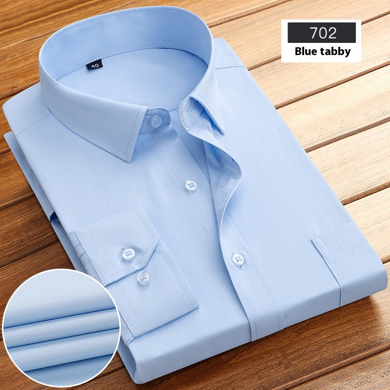 New Business Striped Long-Sleeved Shirt for Men, designed for spring and autumn with a stylish stripe pattern and comfortable fit. Perfect for both casual and semi-formal looks.