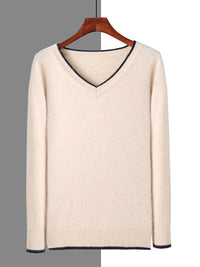 Men’s Pullover V-neck Loose Color Matching Plus Size Thermal Sweater, Comfortable and Stylish for Cold Weather Wear.