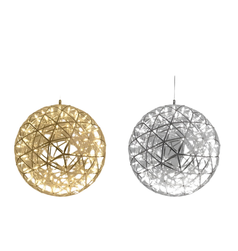 Elegant spherical ball chandelier in a modern commercial lobby

