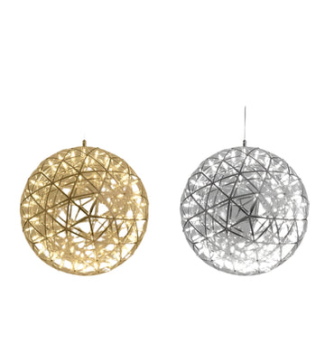 Elegant spherical ball chandelier in a modern commercial lobby

