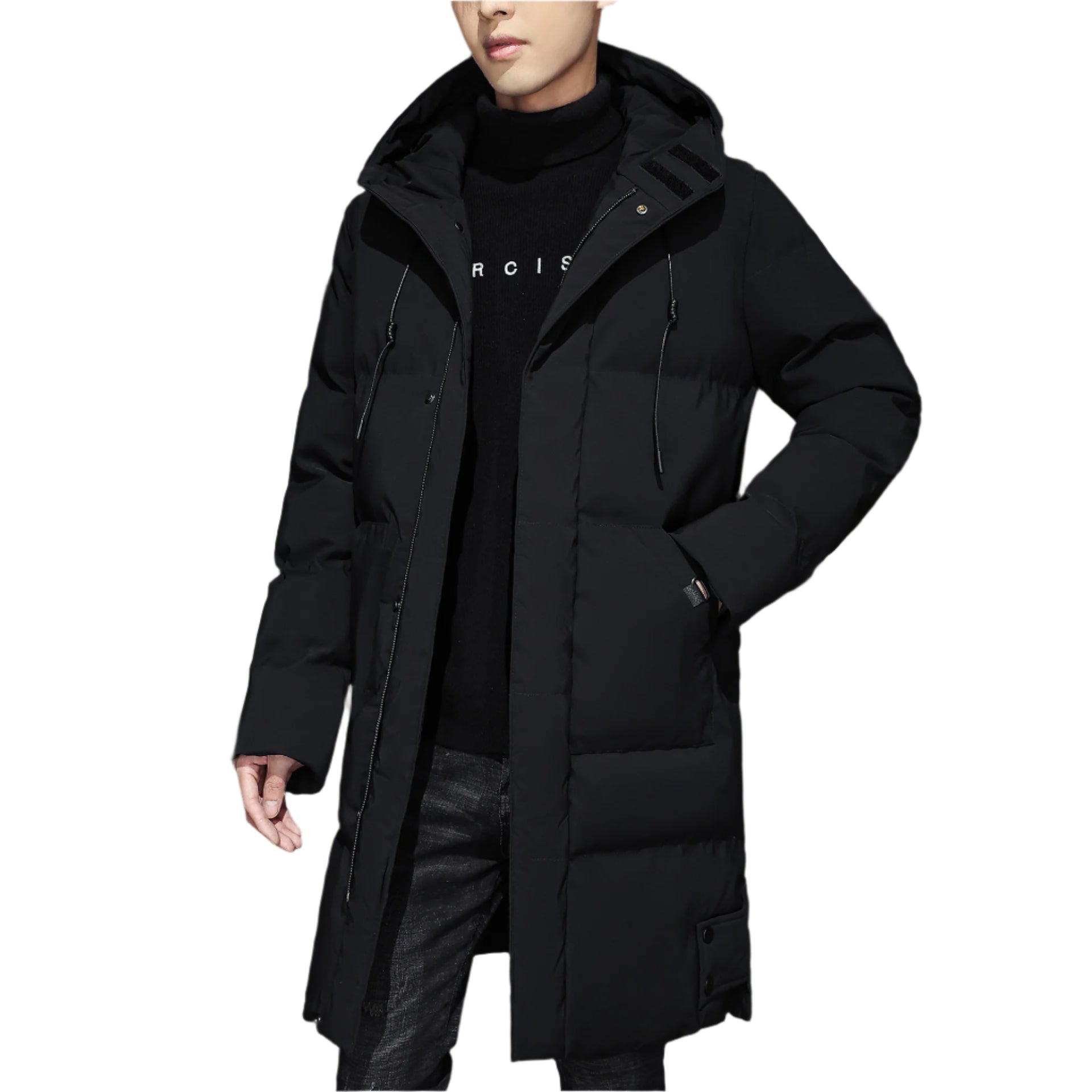 Plus Size Men’s Thick Winter Mid-Length Cotton Coat with Warm Lining

