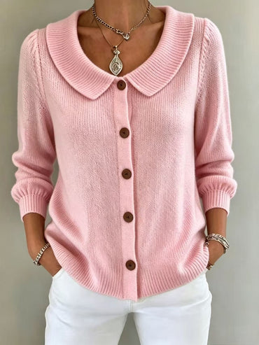 button-up polo neck sweater women