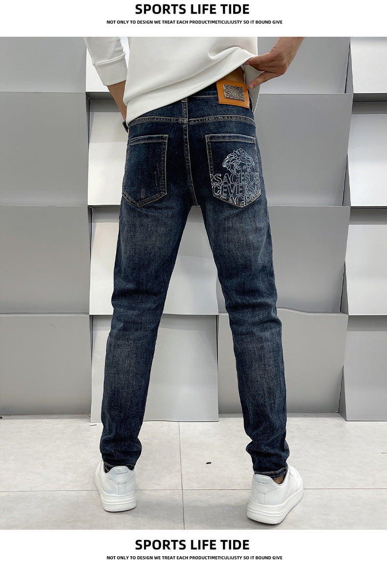 Men's Casual Slim Fit Straight Leg Elastic Jeans – stylish stretch denim for all-day comfort.








