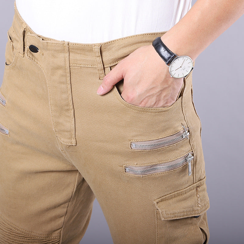 Men’s motorcycle riding jeans with reinforced knee and hip protection, durable denim, and a stylish biker design.