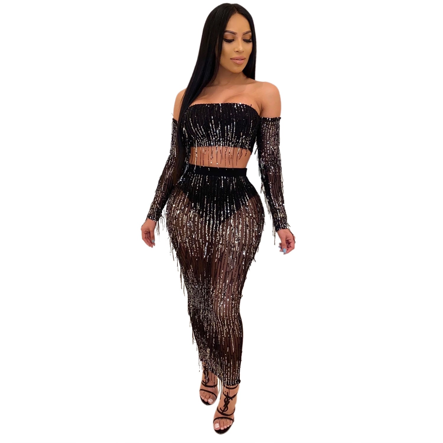 “Antalya Mesh Sequins Dress – women’s glamorous mesh dress adorned with sparkling sequins, perfect for parties and special occasions – Hot Deal Warehouse fashion”



