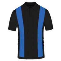 Men's striped slim-fit short-sleeved sweater with a modern, stylish design.