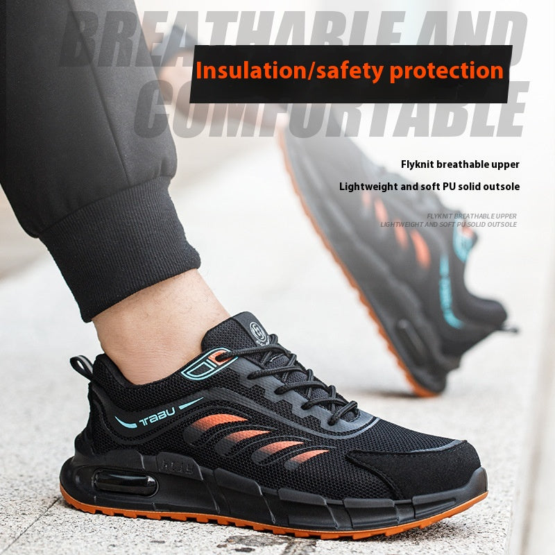 Men's wearable shoes with anti-smashing and anti-penetration features, lightweight design, and breathable upper for comfort and protection in tough conditions.








