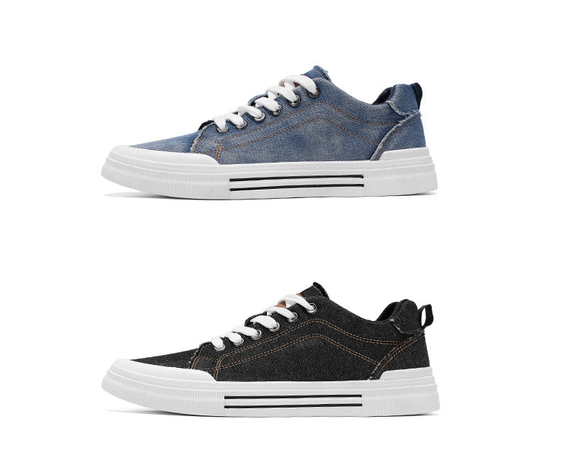 Men’s breathable canvas fashion sneakers in casual style with lace-up design and non-slip sole.

