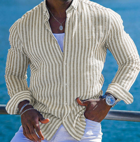 Men’s 3D Printed Lapel Long Sleeve Shirt, summer fashion, breathable fabric, stylish design, trendy casual wear.