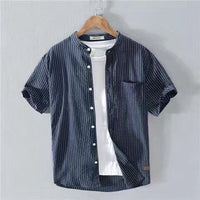 Men's Stand Collar Pullover Shirt, modern design, breathable fabric, stylish and versatile.