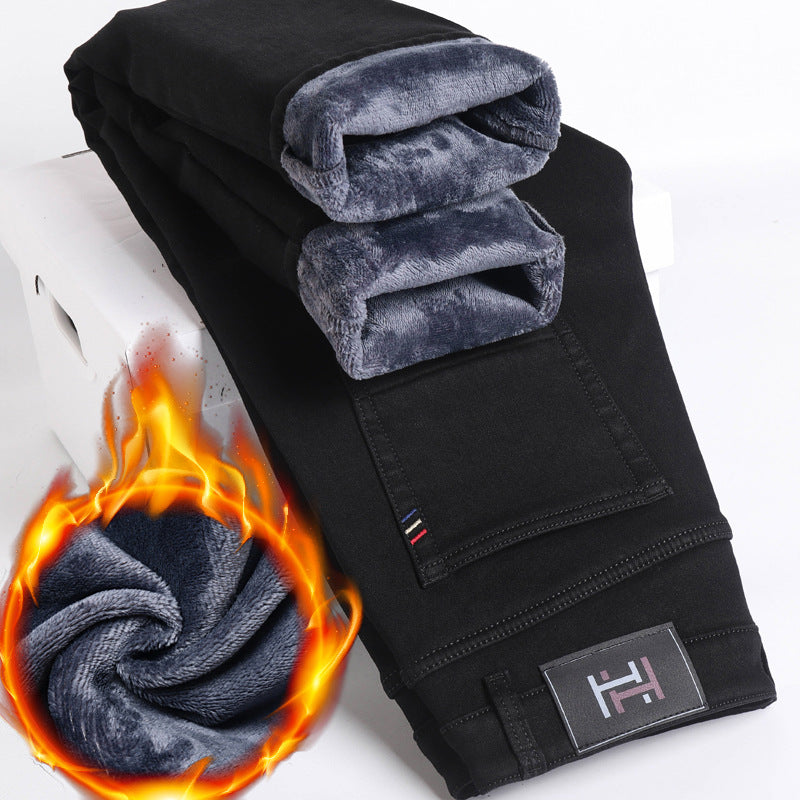 “Fleece Padded Men’s Slim Straight Jeans – warm, slim-fit men’s jeans with fleece lining for comfort in cold weather – Hot Deal Warehouse menswear”
