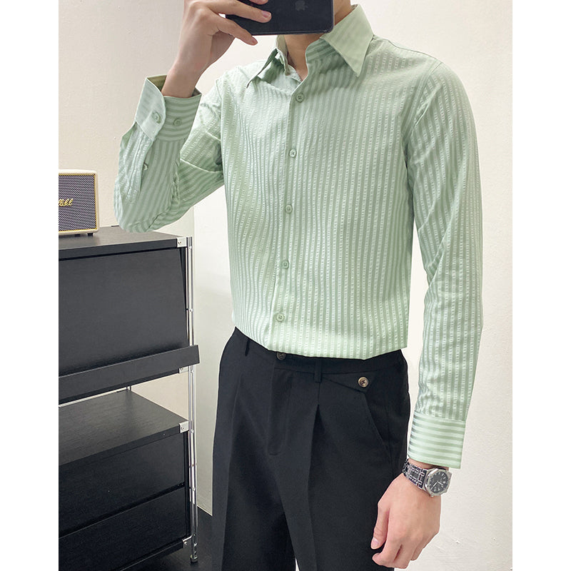 Men’s premium modal anti-wrinkle striped shirt, breathable and stylish, perfect for business and casual wear.