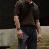 Men's Short-Sleeved Lapel Knitted Polo Shirt – Classic, breathable, and stylish everyday wear.

