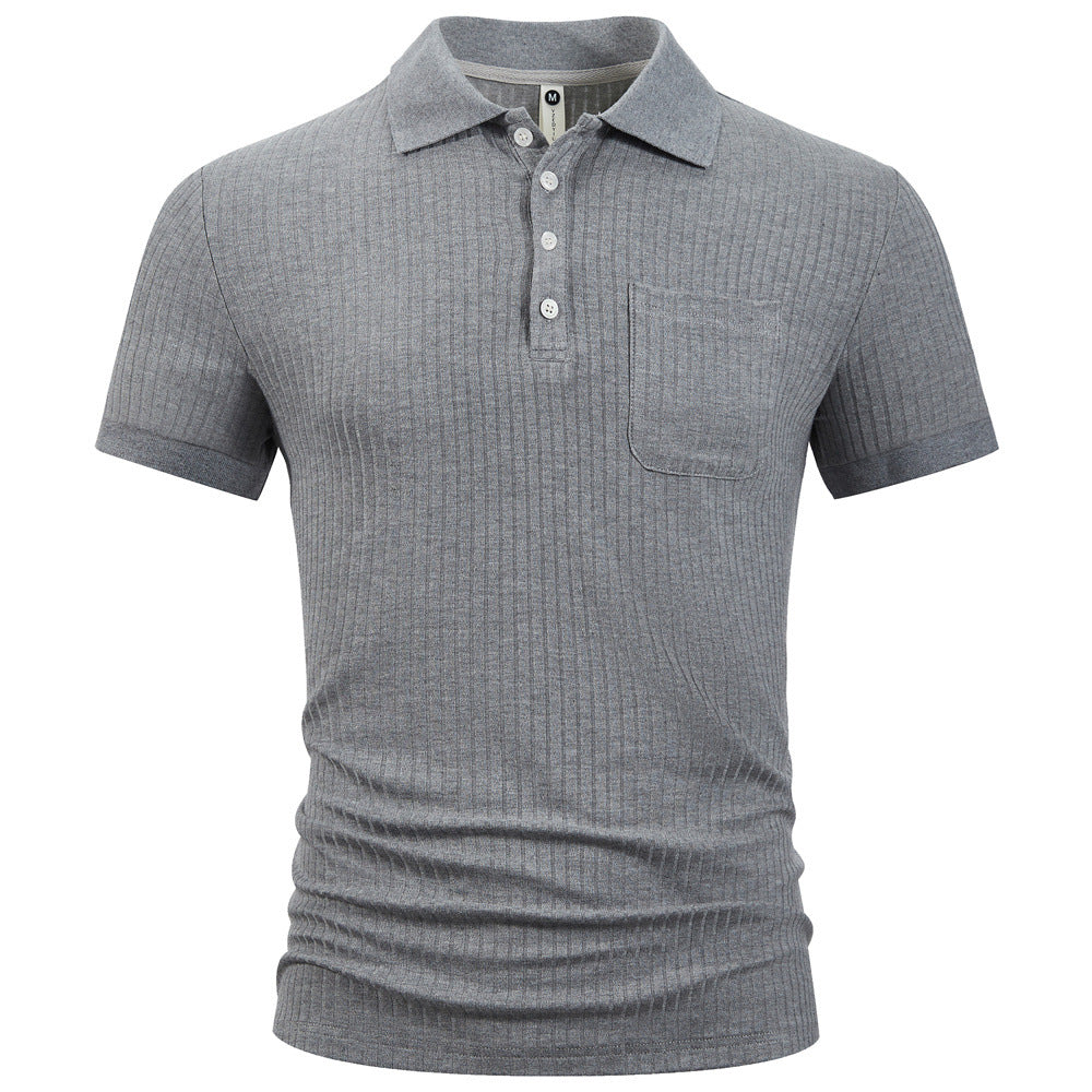Men’s striped cotton short sleeve shirt, breathable summer fashion, classic trendy design, casual men’s wear.