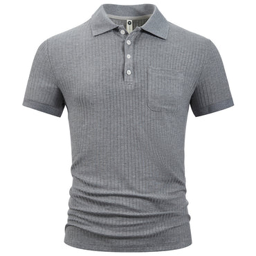 Men’s striped cotton short sleeve shirt, breathable summer fashion, classic trendy design, casual men’s wear.