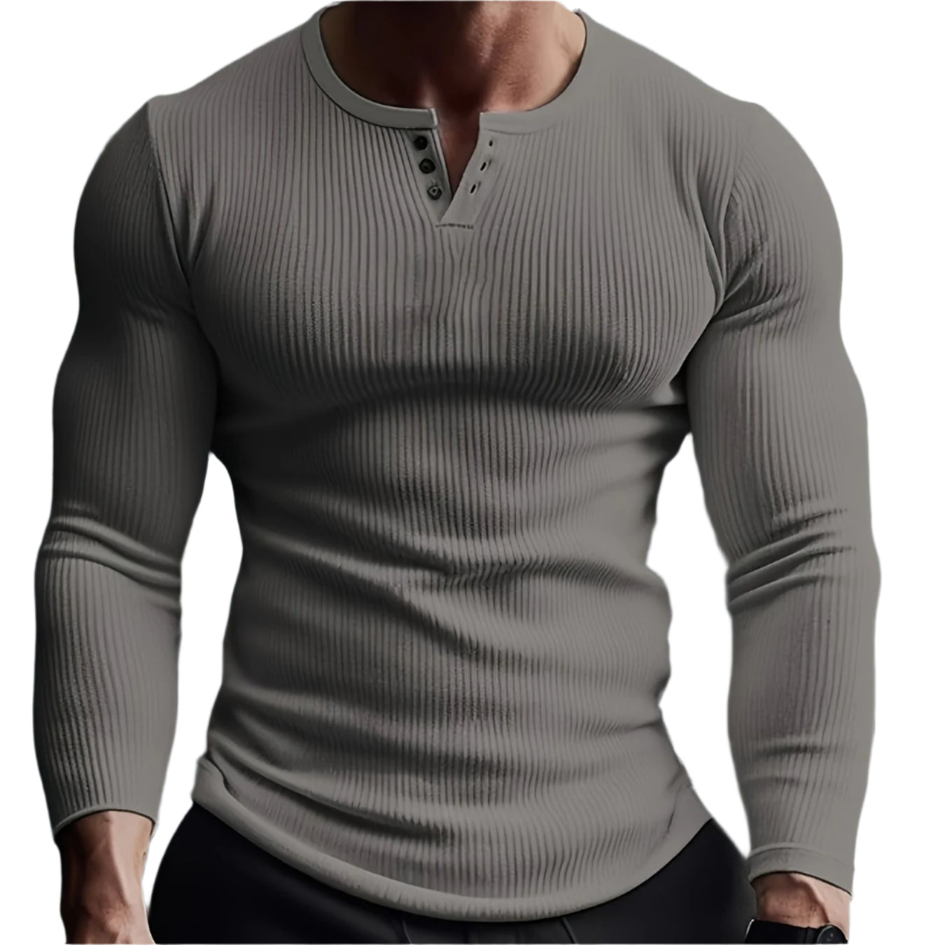 Men’s solid crew neck long sleeve T-shirt, breathable and comfortable activewear for all seasons.








