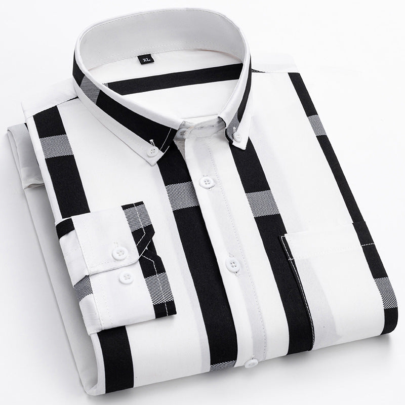 Men's Casual Long Sleeve Wide Striped Shirt with bold stripes for a comfortable and stylish fit.








