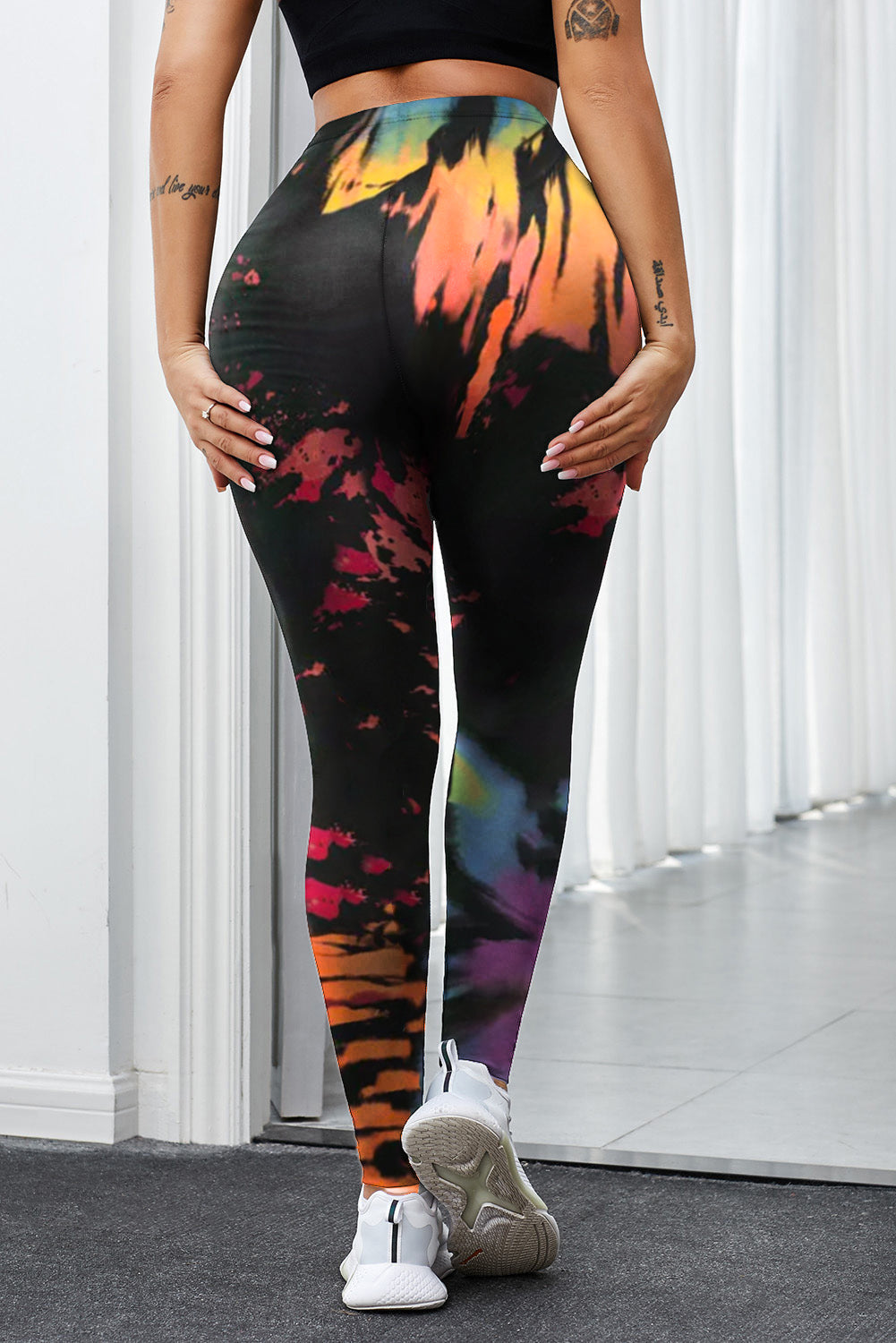 Multicolor Tie Dye Hollow Out Fitness Activewear Leggings Hot Deal Warehouse