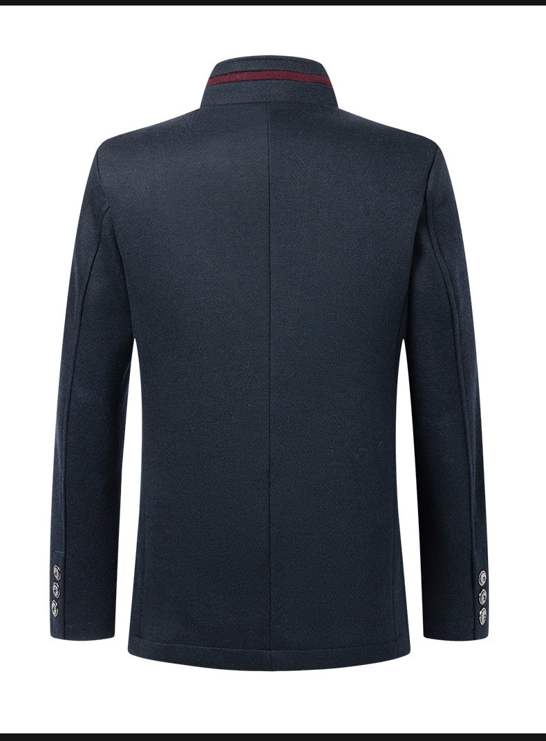“Business stand collar woolen coat – men’s elegant, warm overcoat with a modern stand collar, perfect for professional and formal wear – Hot Deal Warehouse menswear”

