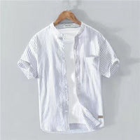Men's Stand Collar Pullover Shirt, modern design, breathable fabric, stylish and versatile.
