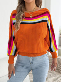 Rainbow Striped Offshoulder Sweater Hot Deal Warehouse