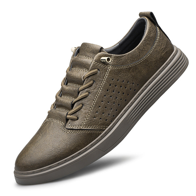 Hollow-out breathable hole shoes with a low-top design and cowhide surface for casual spring and summer wear.









