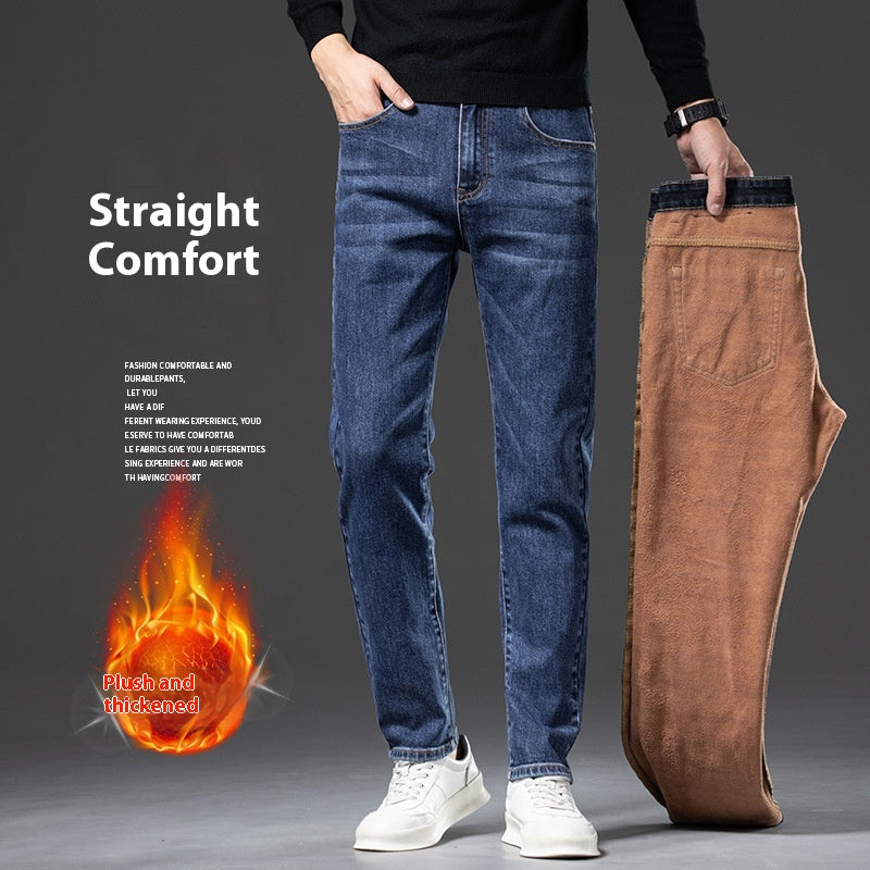 “Fleece Padded Men’s Slim Straight Jeans – warm, slim-fit men’s jeans with fleece lining for comfort in cold weather – Hot Deal Warehouse menswear”
