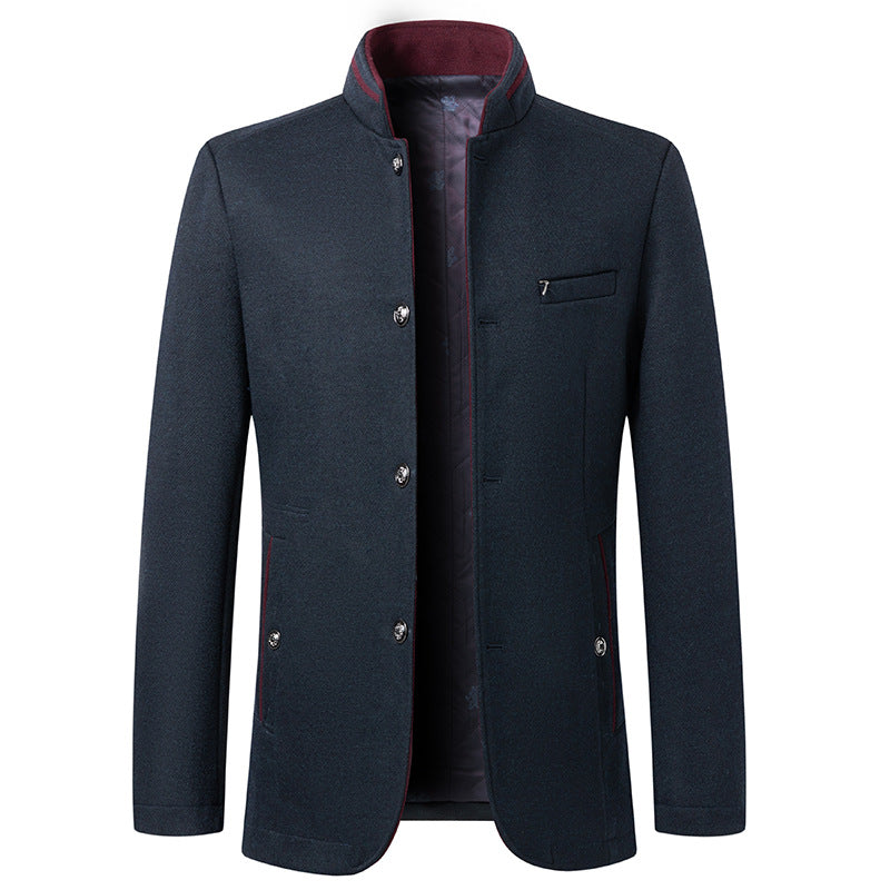 “Business stand collar woolen coat – men’s elegant, warm overcoat with a modern stand collar, perfect for professional and formal wear – Hot Deal Warehouse menswear”

