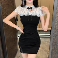 Sexy Lace-panelled Modernized Cheongsam Dress Hot Deal Warehouse