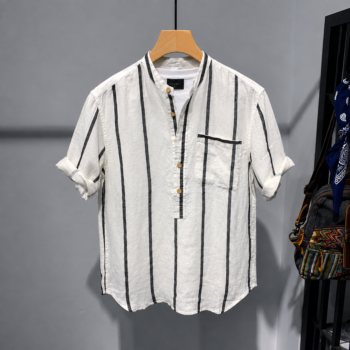 Men's Stand Collar Pullover Shirt Men Hot Deal Warehouse
